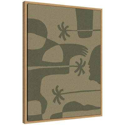 Abstract framed canvas art titled Sylvie The Land Story 7 by Shatha Al Dafai showing floating frame and colorful shapes