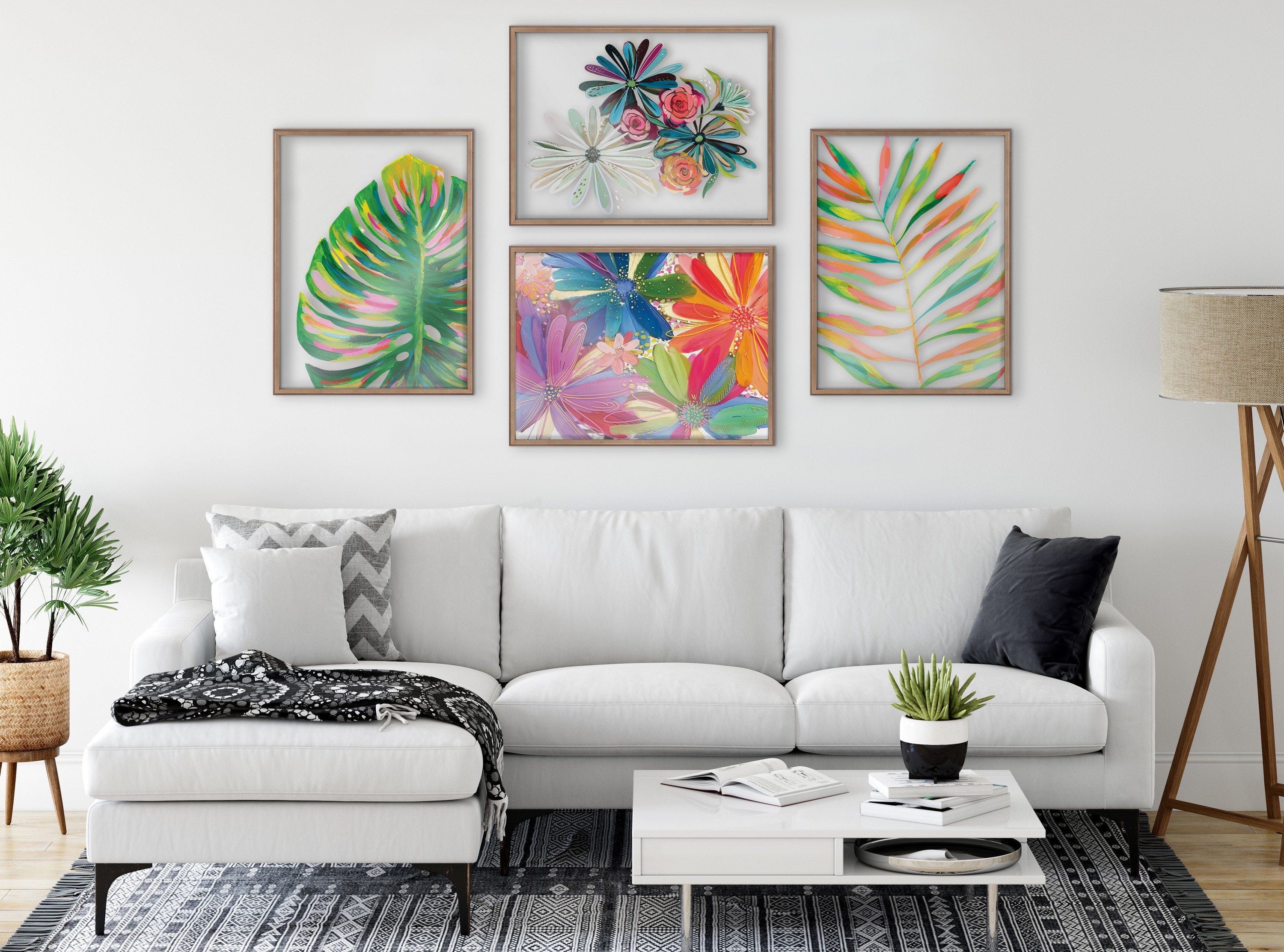 Blake Flowers on Glass 2 Whole Flowers Framed Printed Art