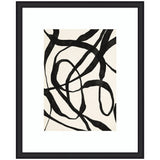 Abstract black twisted ribbon-like lines looping and crossing on a white background, framed in a simple black frame with white matting.