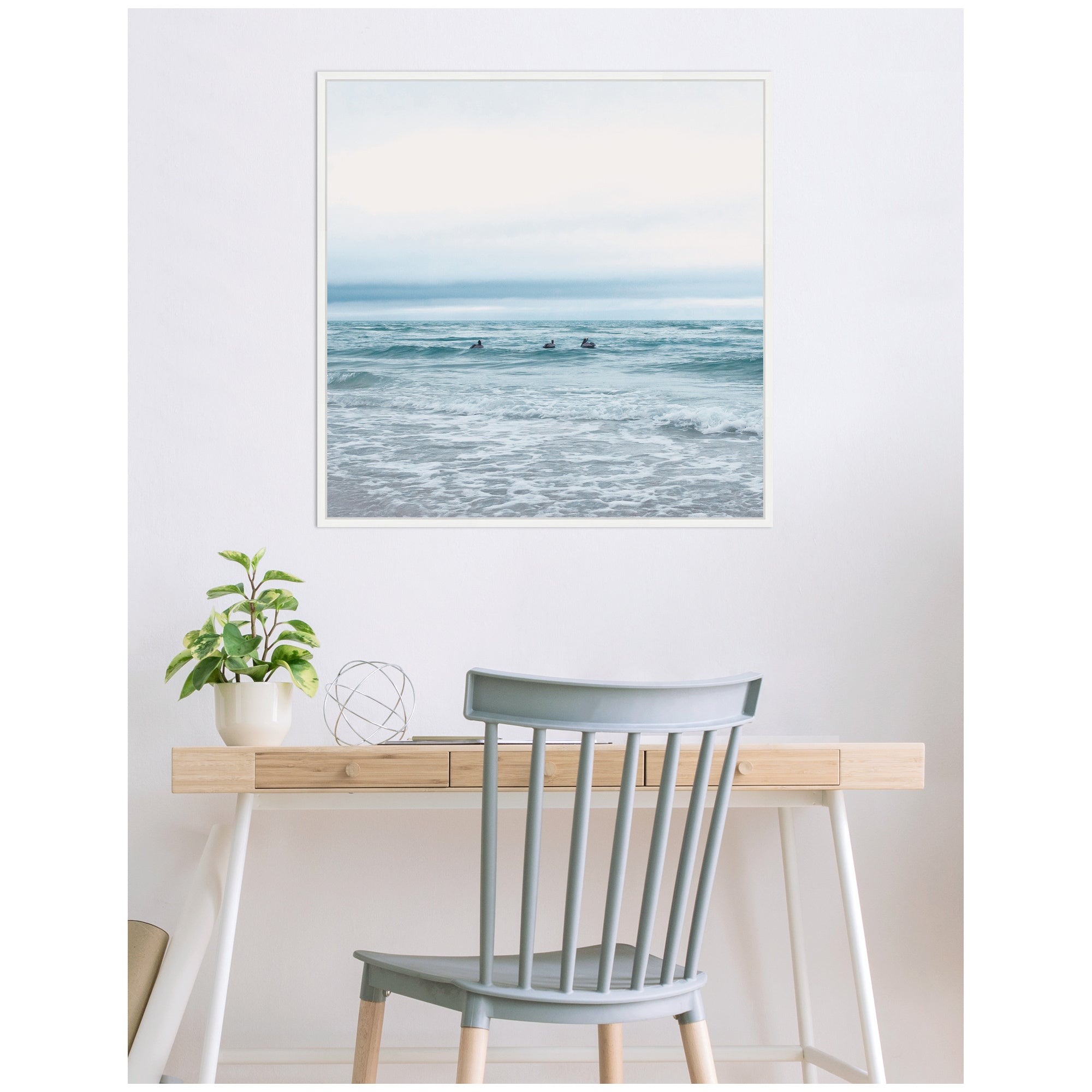 Sylvie Ocean Swim 1 Square Framed Canvas by Stephanie Klatt
