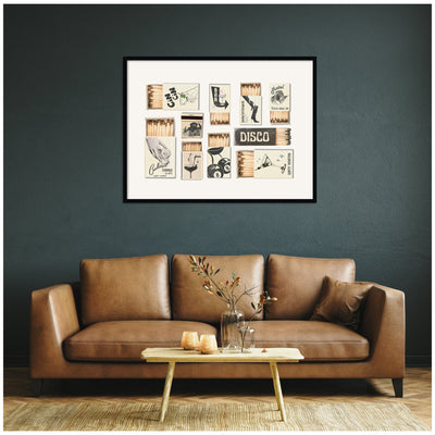 Vintage Matchboxes Neutral Black and Beige by Honey Island Studio Framed Wall Art Print