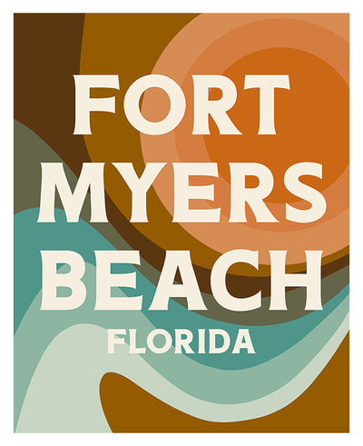 Destination: Fort Myers Beach modern art print by Alicia Bock, showing abstract coastal scene