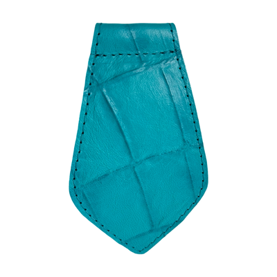 Turquoise blue embossed croc Italian leather dog collar from The Tiffany Collection