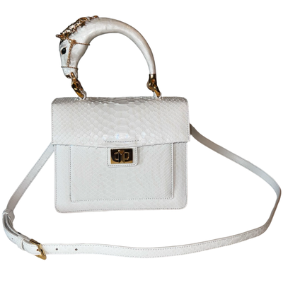 Cosmo Horse Handle Handbag In Iridescent White Python by Allysa Payne Beverly Hills - product image 3 for Resin Society