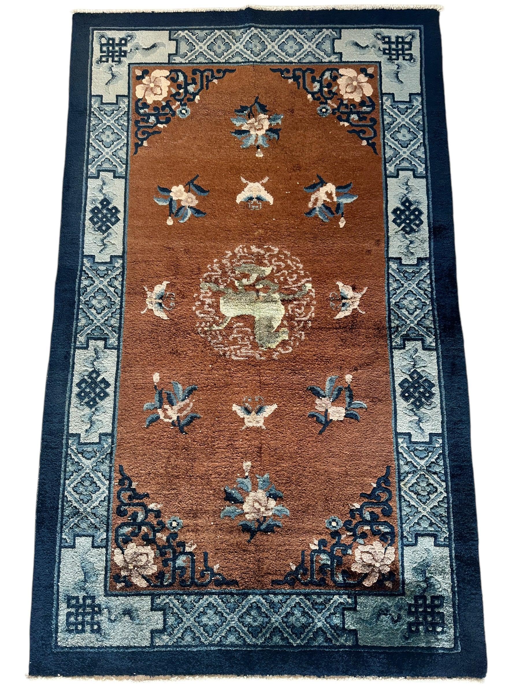 Hand-Knotted Chinese Silk Peking Rug – 3’ x 5’ – Luxurious Floral Design by Rugistan - product image 2 for Resin Society
