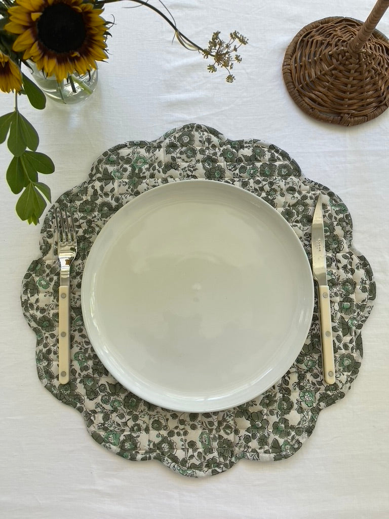 Olive Floral Scalloped Placemats (Set of 4) by Sarah Spiegel - product image 2 for Resin Society