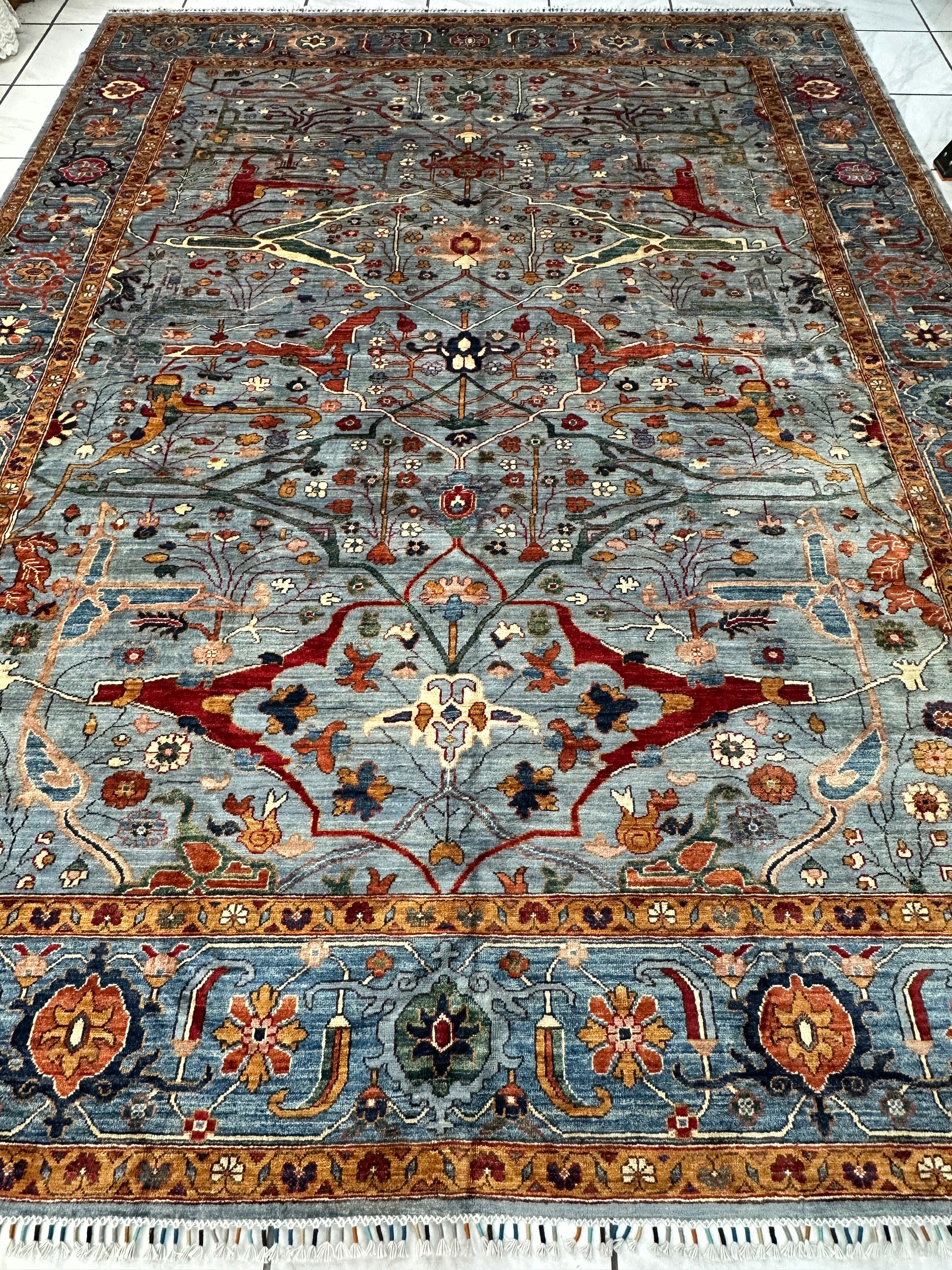 Hand-Knotted Trasitional Serapi Ghazni Wool Rug – 9’1” x 12’ – by Rugistan - product image 3 for Resin Society