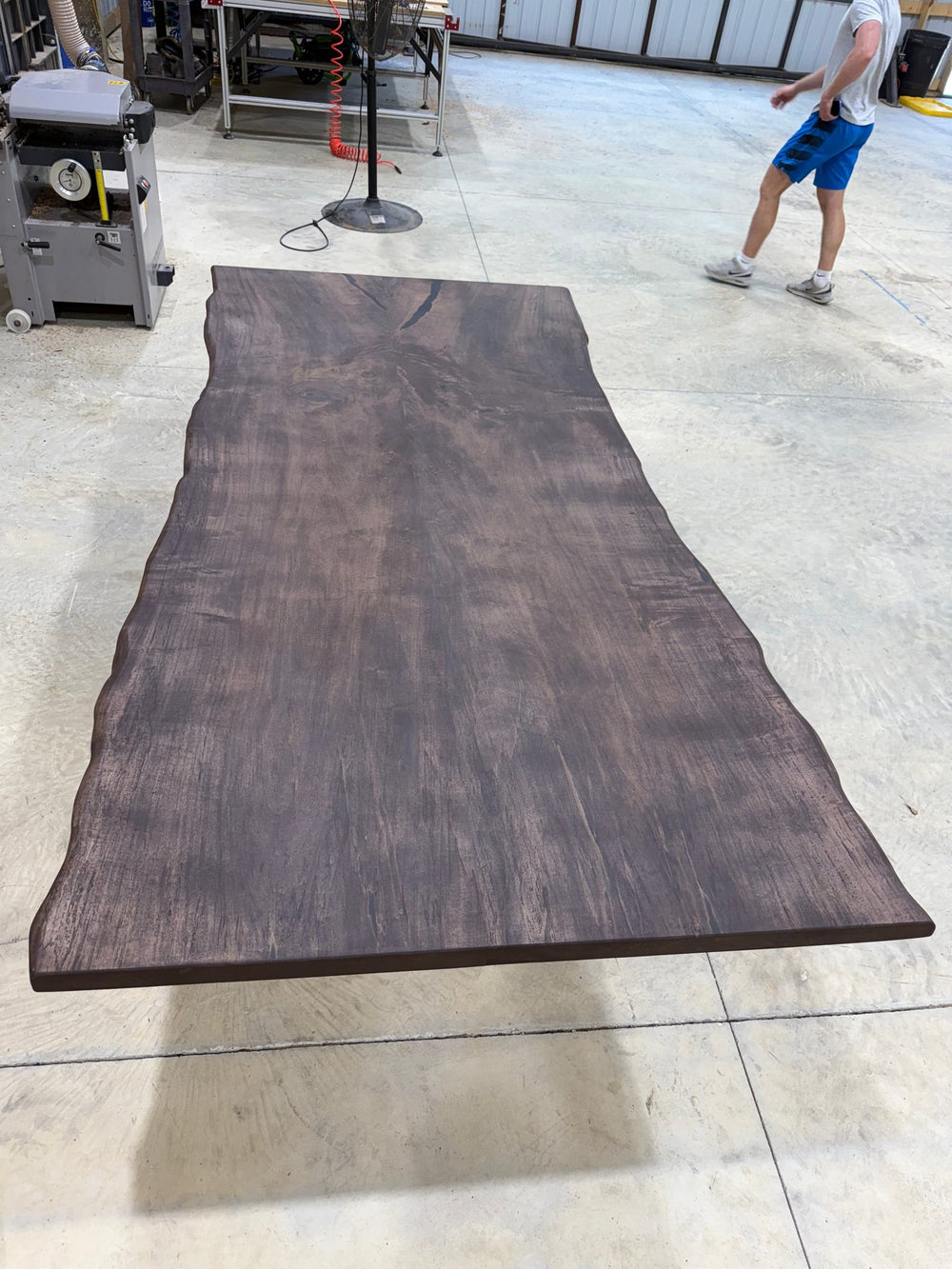 8x~4 Maple Slab Table with chocolate stain and spyder base by Sasquatch Tables LLC