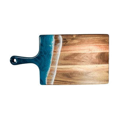 Large handcrafted resin and acacia wood cheese board with handle