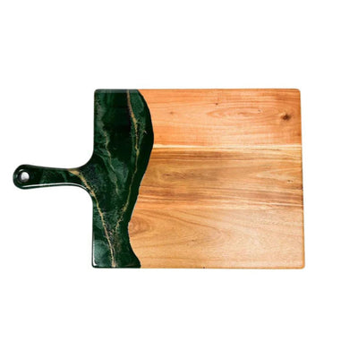 XL Acacia Resin Cheese Board handcrafted with acacia wood and eco-friendly resin by Lynn & Liana Designs