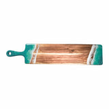 Handcrafted acacia wood baguette board with high-gloss resin accent