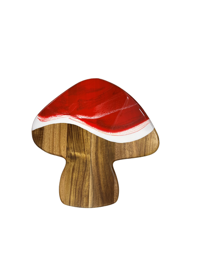Mushroom Shaped Acacia Cheese Board and Ceramic Tray