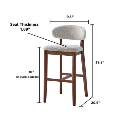 ACTU Bar Stools Set of 2, 30” Upholstered Bar Height Stools, Solid Wood, Mid-Century Modern