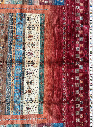 Afghani Khorjin Wool Rug – 7' x 9'10" – Vibrant Geometric & Tribal by Rugistan - product image 12 for Resin Society