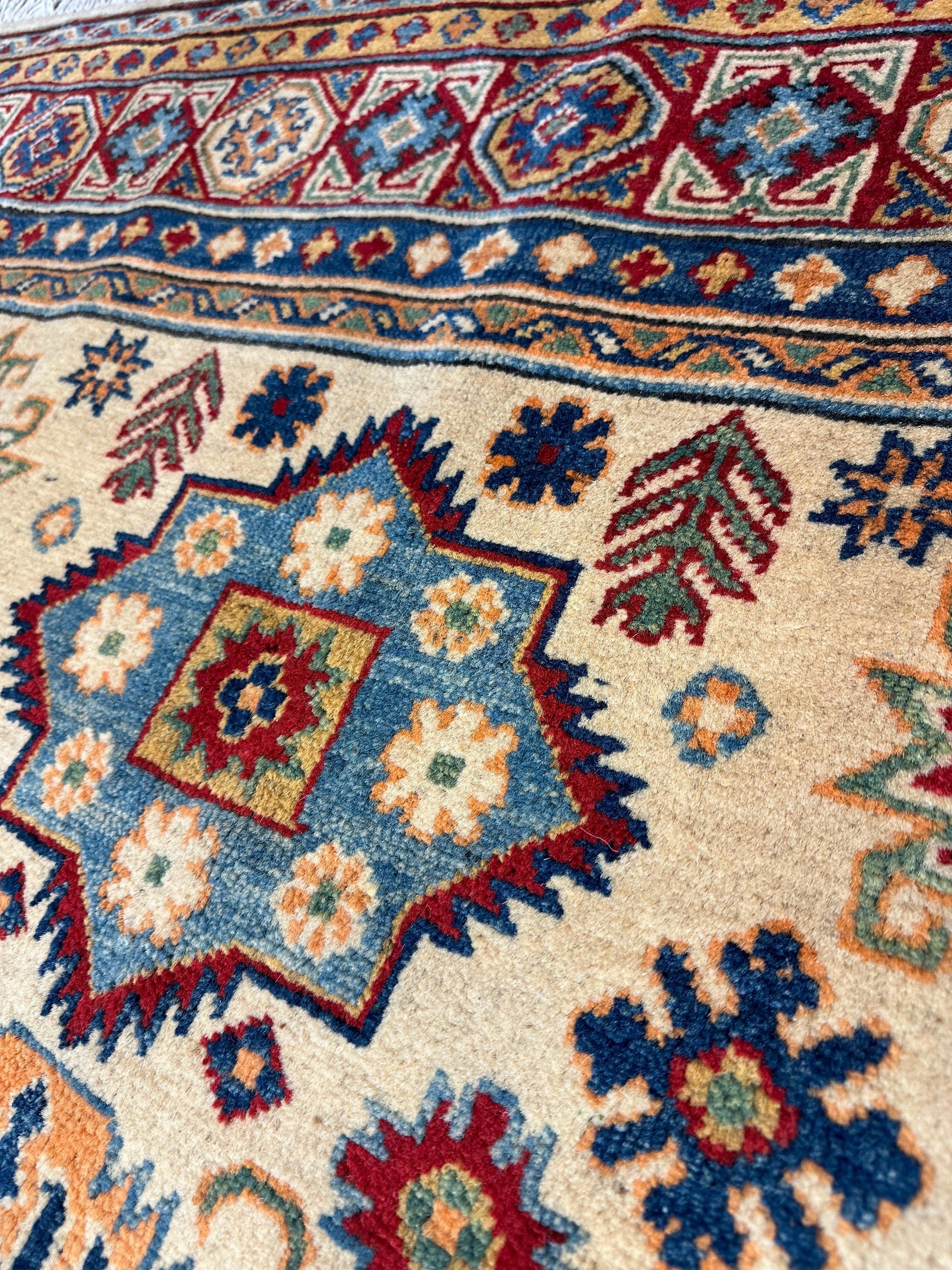 Fine Hand Knotted Afghani Super Kazak Rug 5 x 7 by Rugistan - product image 3 for Resin Society
