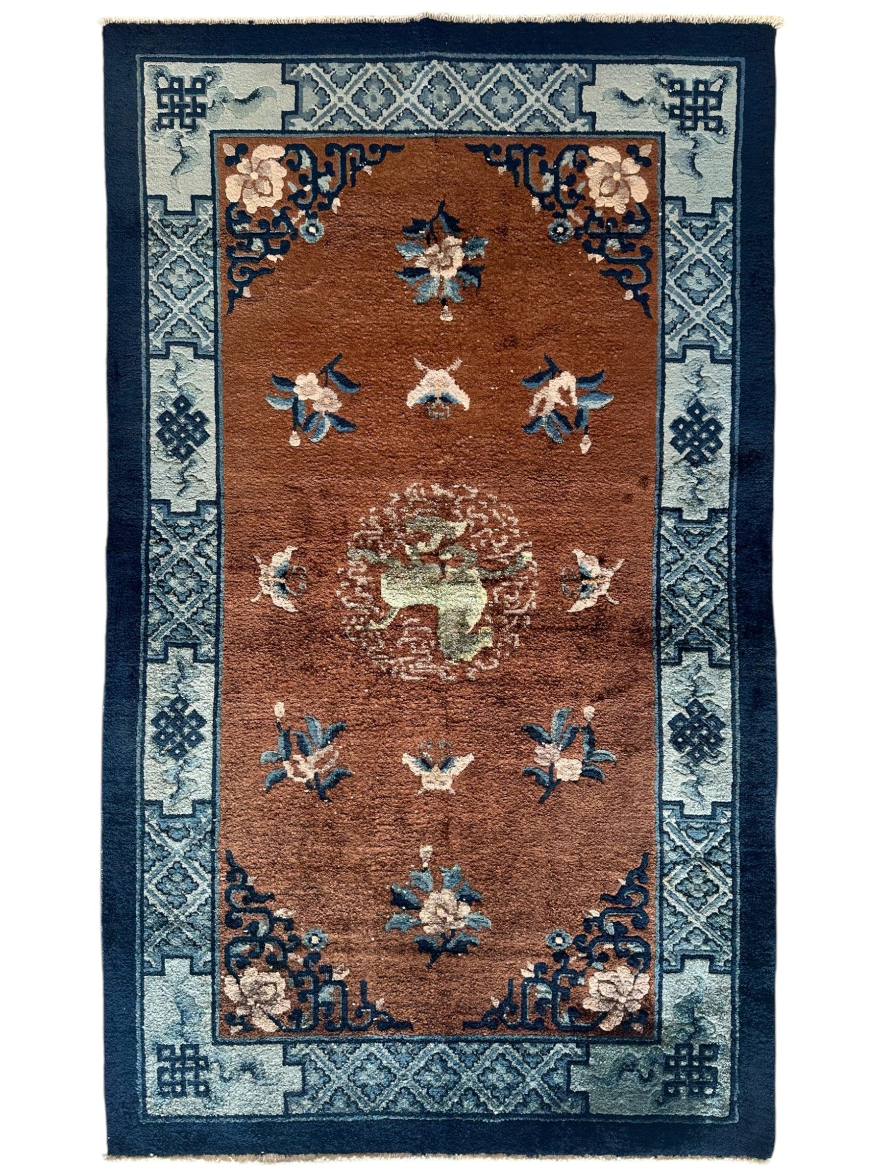 Hand-Knotted Chinese Silk Peking Rug – 3’ x 5’ – Luxurious Floral Design by Rugistan - main product image for Resin Society