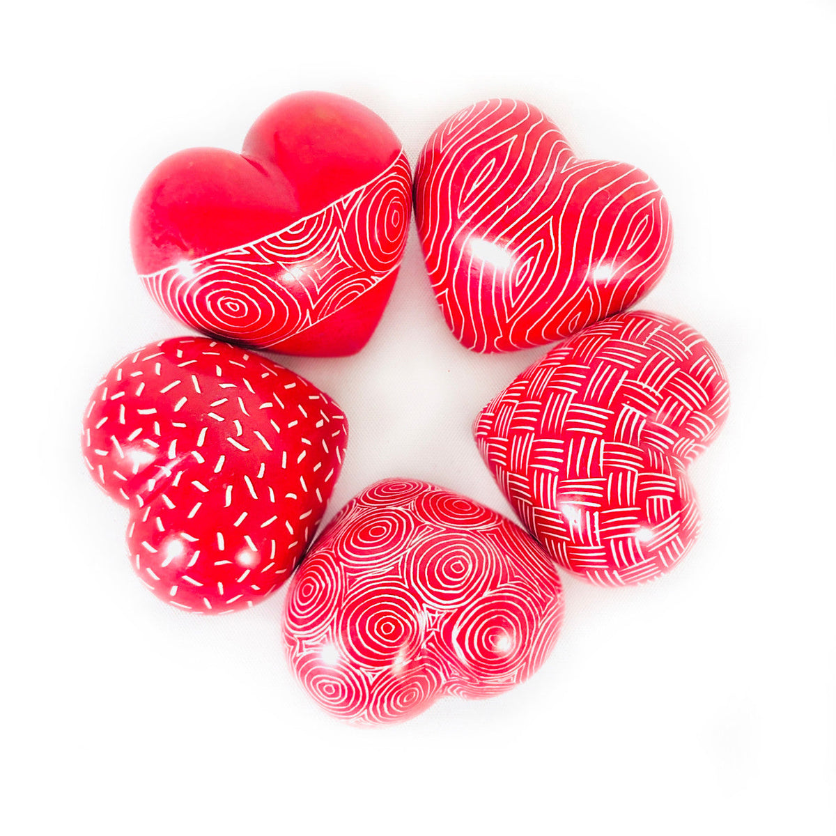 Red Stone Loving Hearts - set of 5 by Mbare Ltd - main product image for Resin Society