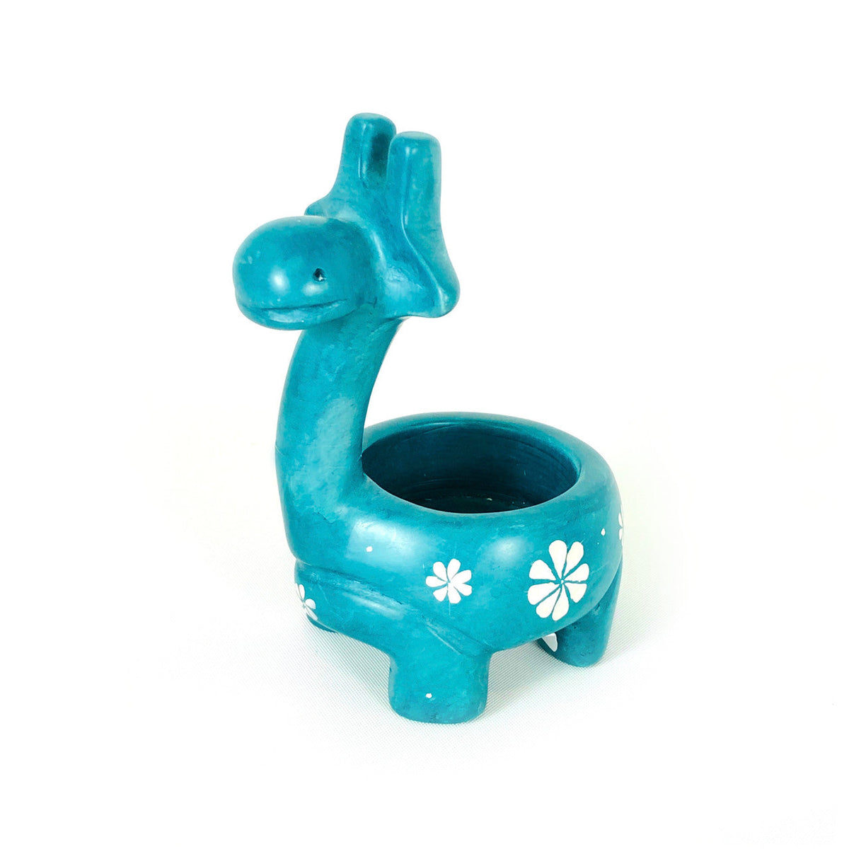 Turquoise Giraffe Tealight Holder- Soapstone by Mbare Ltd - main product image for Resin Society