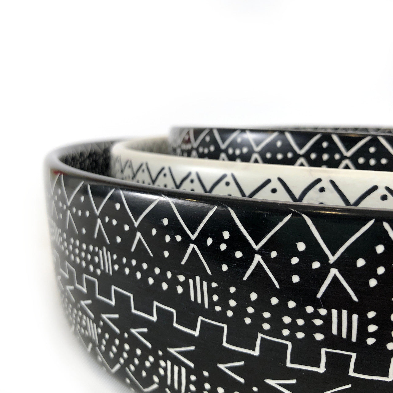 Mud Cloth Black Bowl - 12" by Mbare Ltd - product image 3 for Resin Society