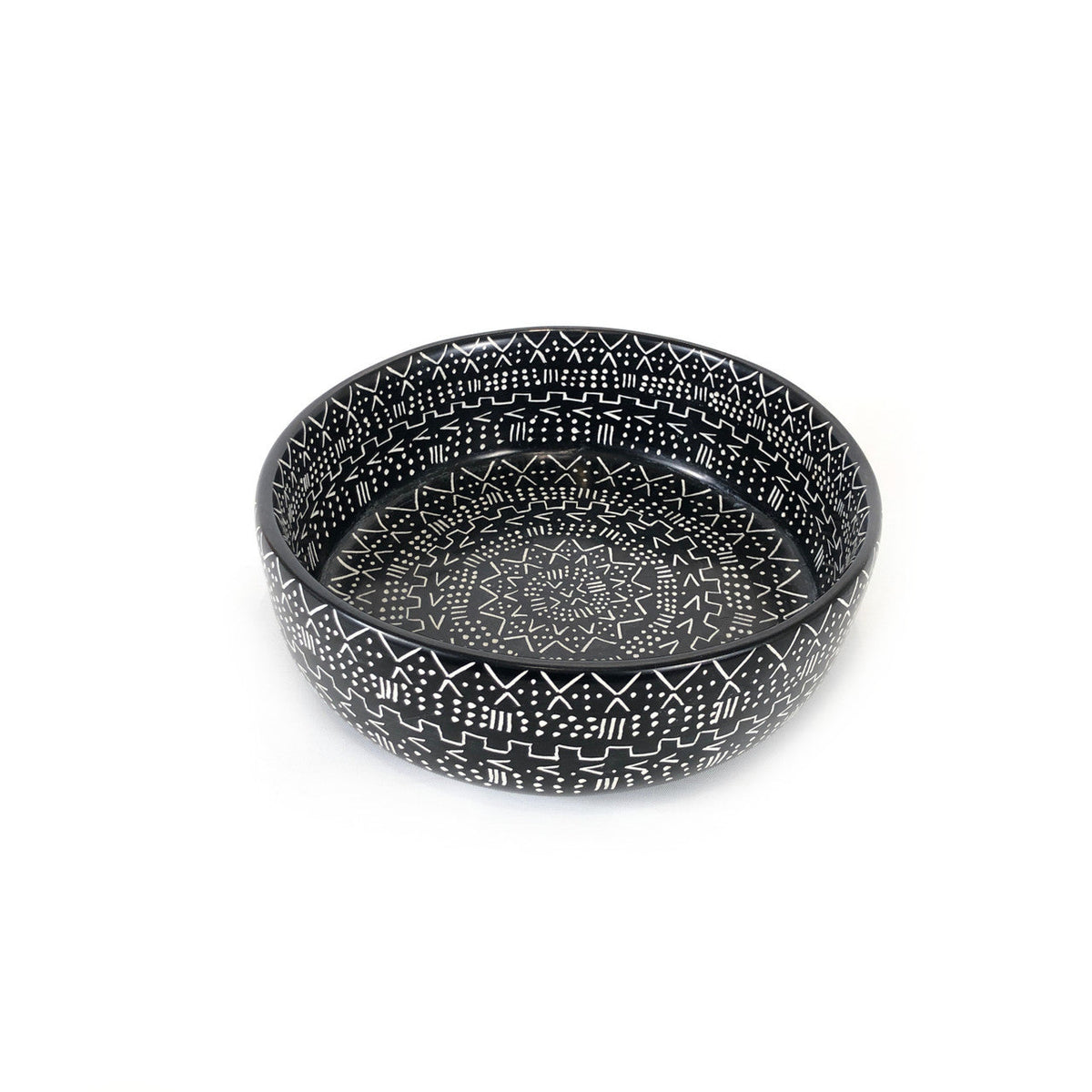 Mud Cloth Black Bowl - 8" by Mbare Ltd - main product image for Resin Society