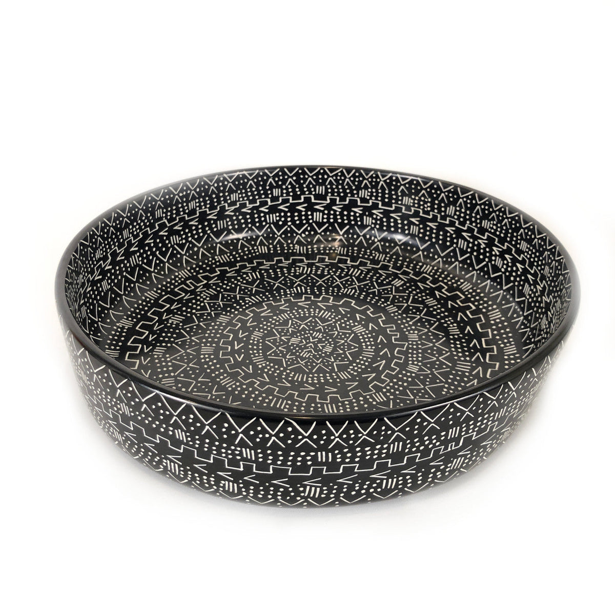 Mud Cloth Black Bowl - 12" by Mbare Ltd - main product image for Resin Society