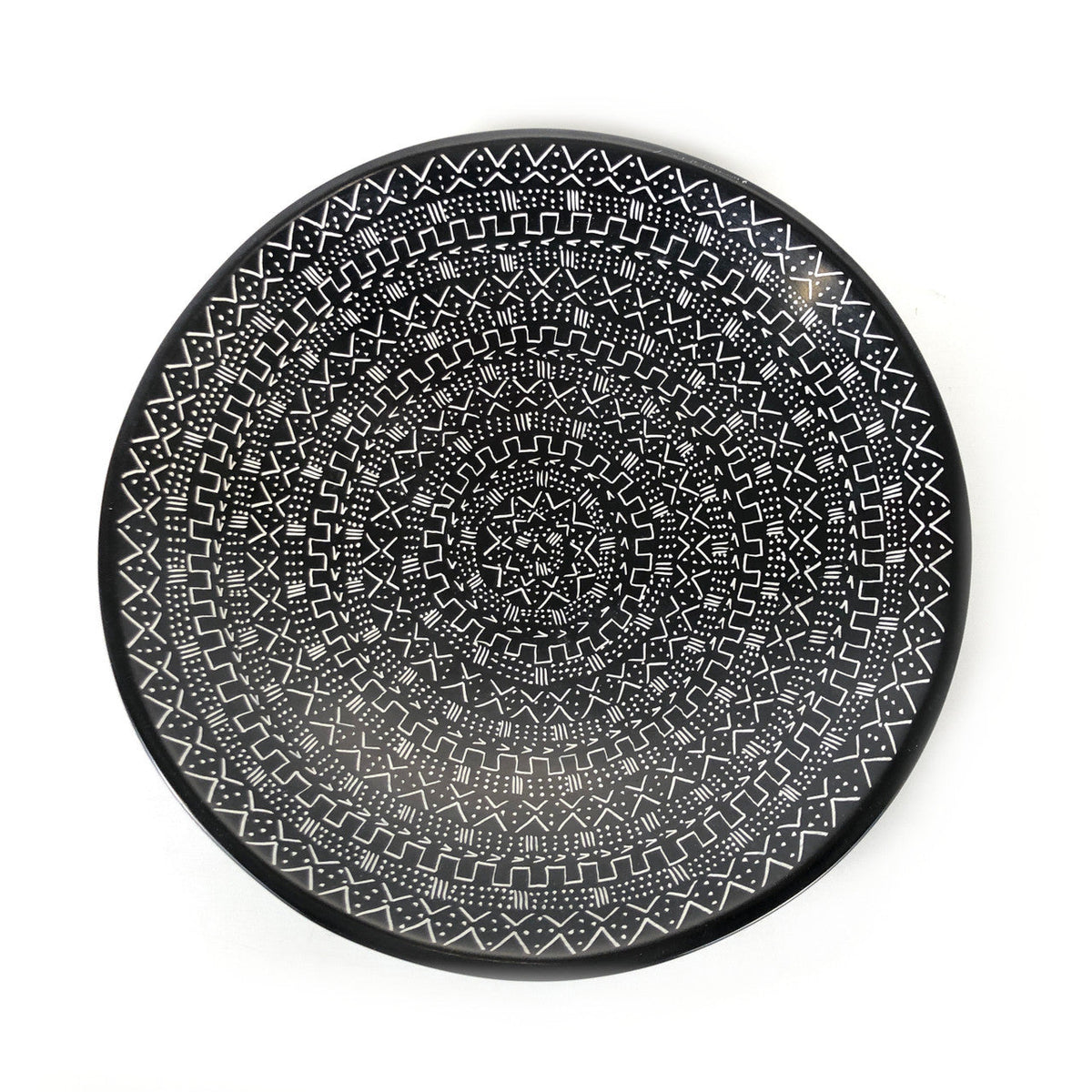 Mud Cloth Black Platter - 12" by Mbare Ltd - main product image for Resin Society
