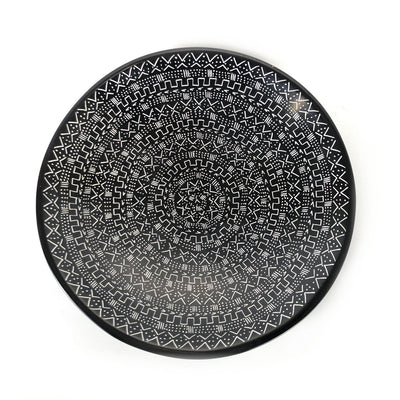 Mud Cloth Black Platter - 12" by Mbare Ltd - main product image for Resin Society