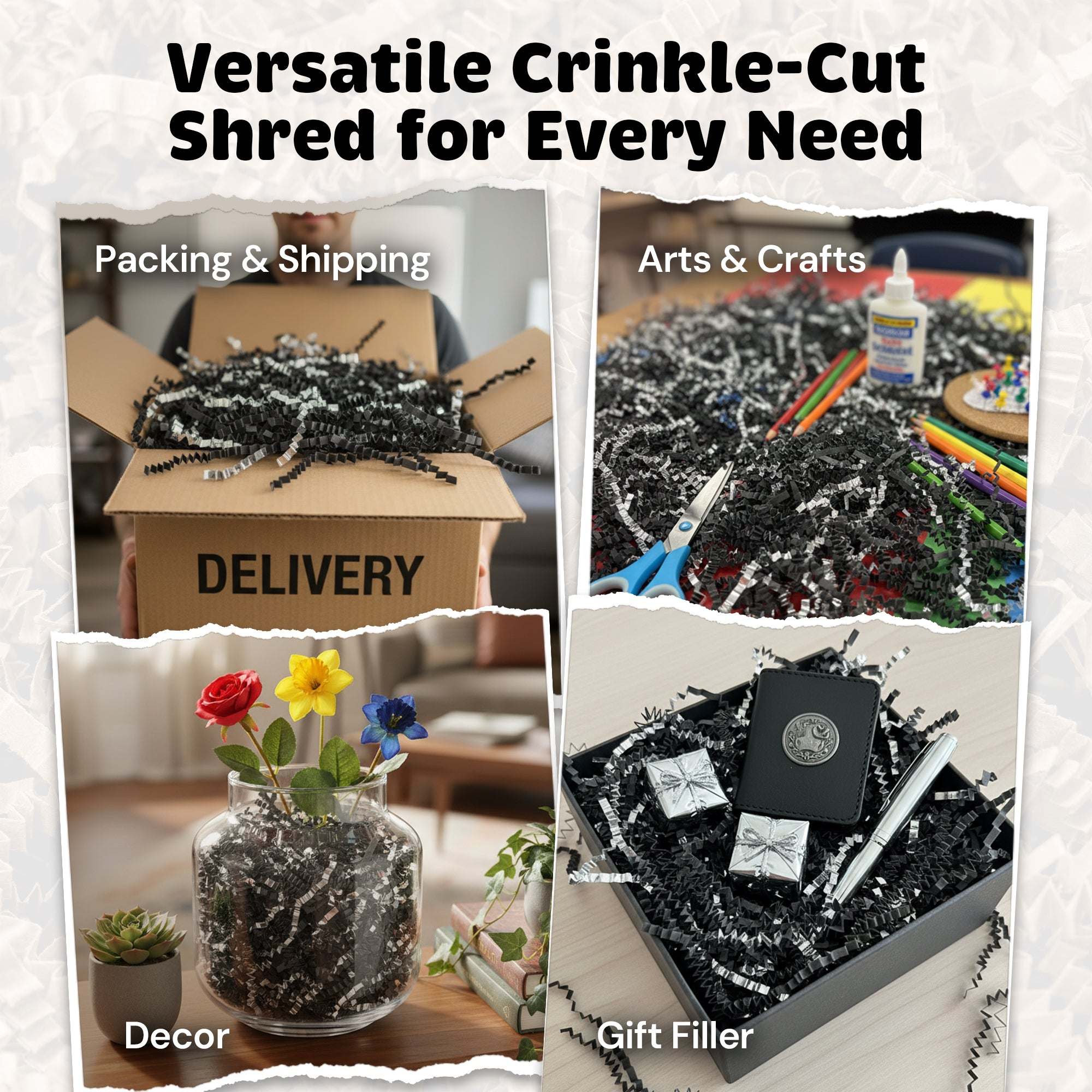 10lb Black Silver Metallic Premium Crinkle Paper by CrinklePak - product image 3 for Resin Society