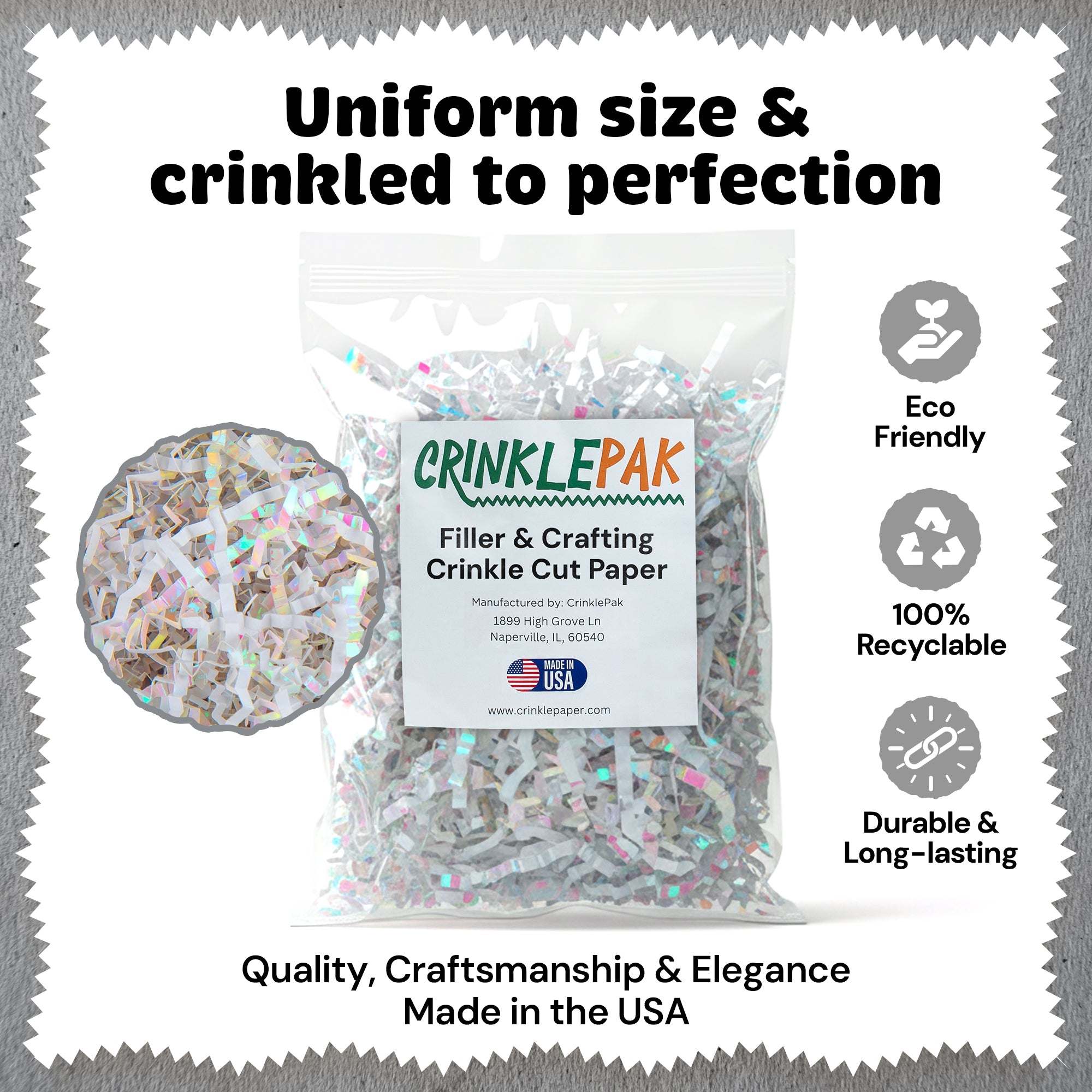 10lb White Iridescent Crinkle Paper by CrinklePak - product image 4 for Resin Society