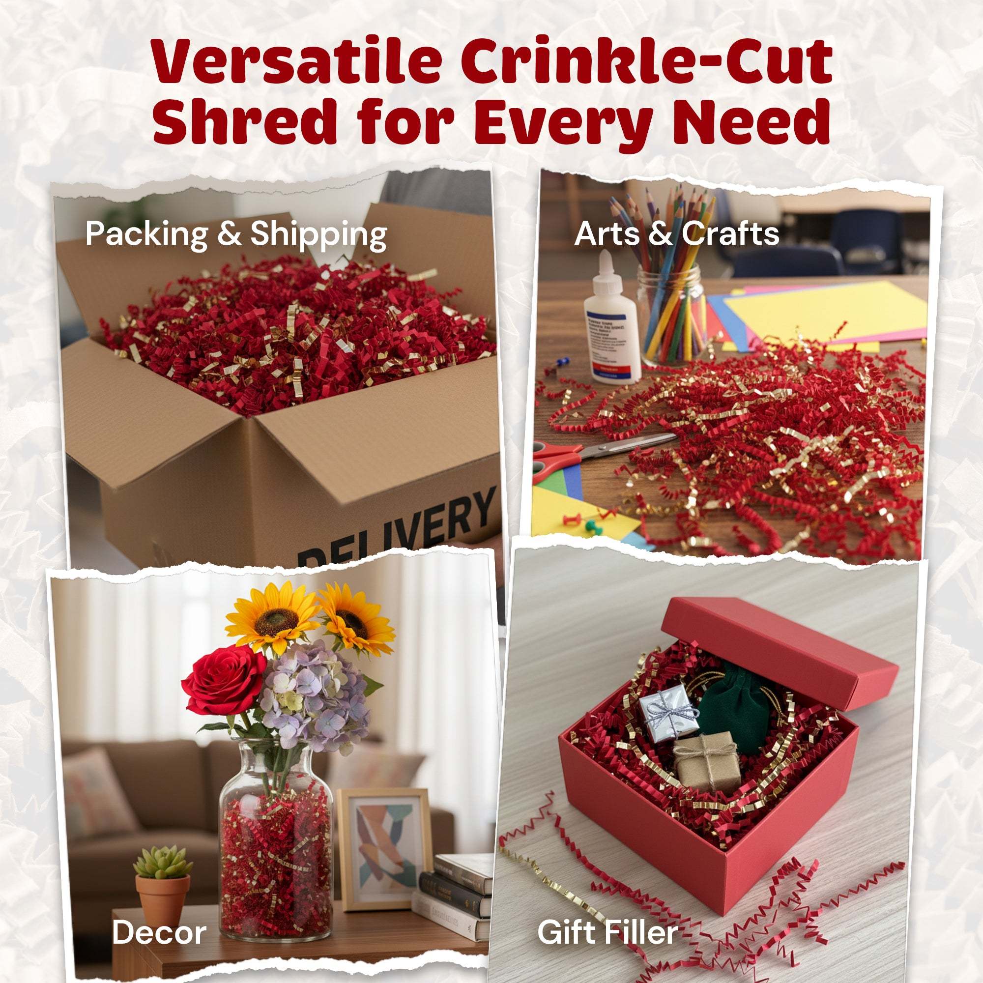 10lb Red Gold Metallic Crinkle Paper by CrinklePak - product image 3 for Resin Society