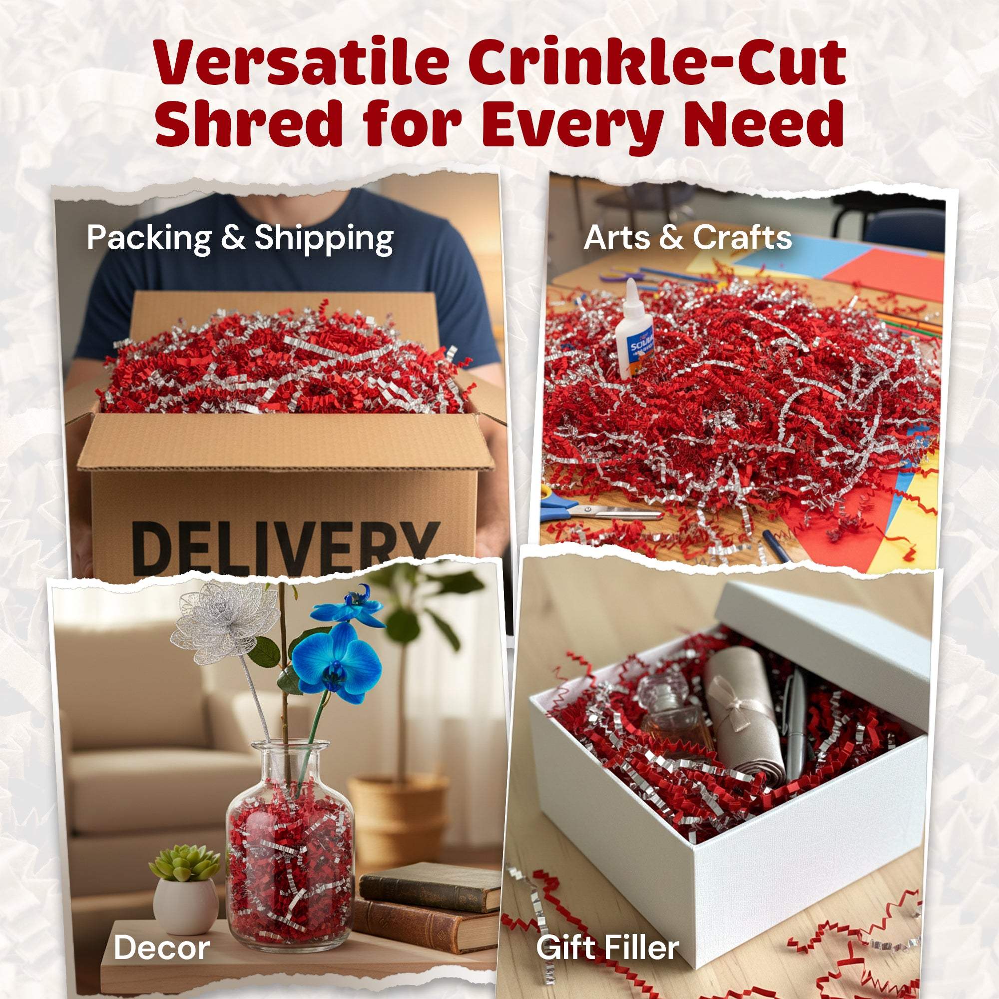 CrinklePak 10lb Red Silver Metallic Premium Crinkle Paper Product by CrinklePak - product image 3 for Resin Society