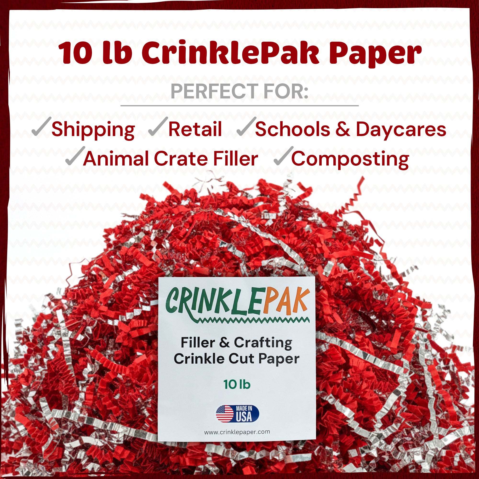 CrinklePak 10lb Red Silver Metallic Premium Crinkle Paper Product by CrinklePak - product image 2 for Resin Society