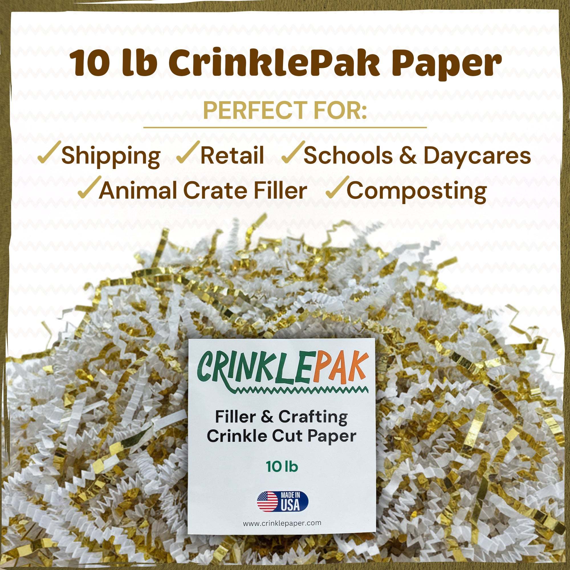 10lb White Gold Premium Crinkle Paper by CrinklePak - product image 2 for Resin Society