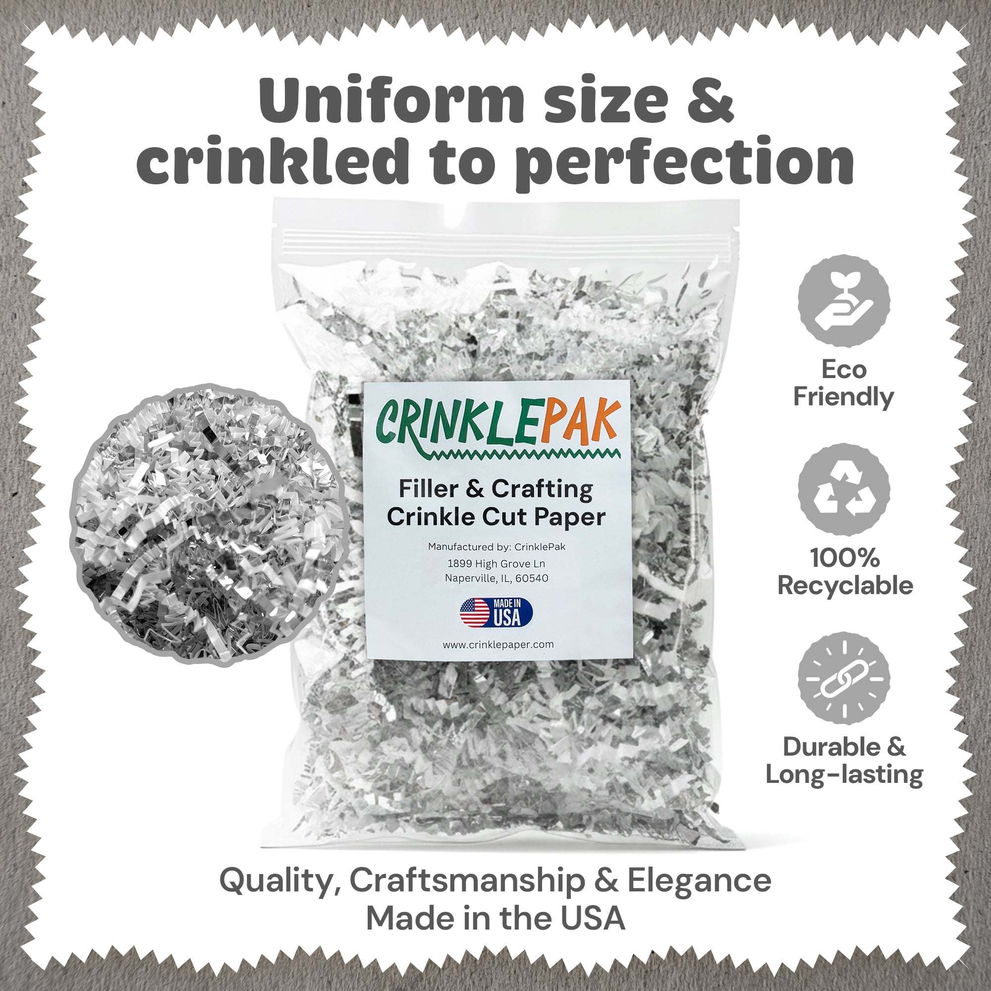 10LB Premium White Silver Crinkle Paper by CrinklePak - product image 4 for Resin Society