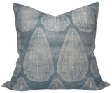 Artemis Distressed Pillow Cover in Lake Blue with ivory linen backing