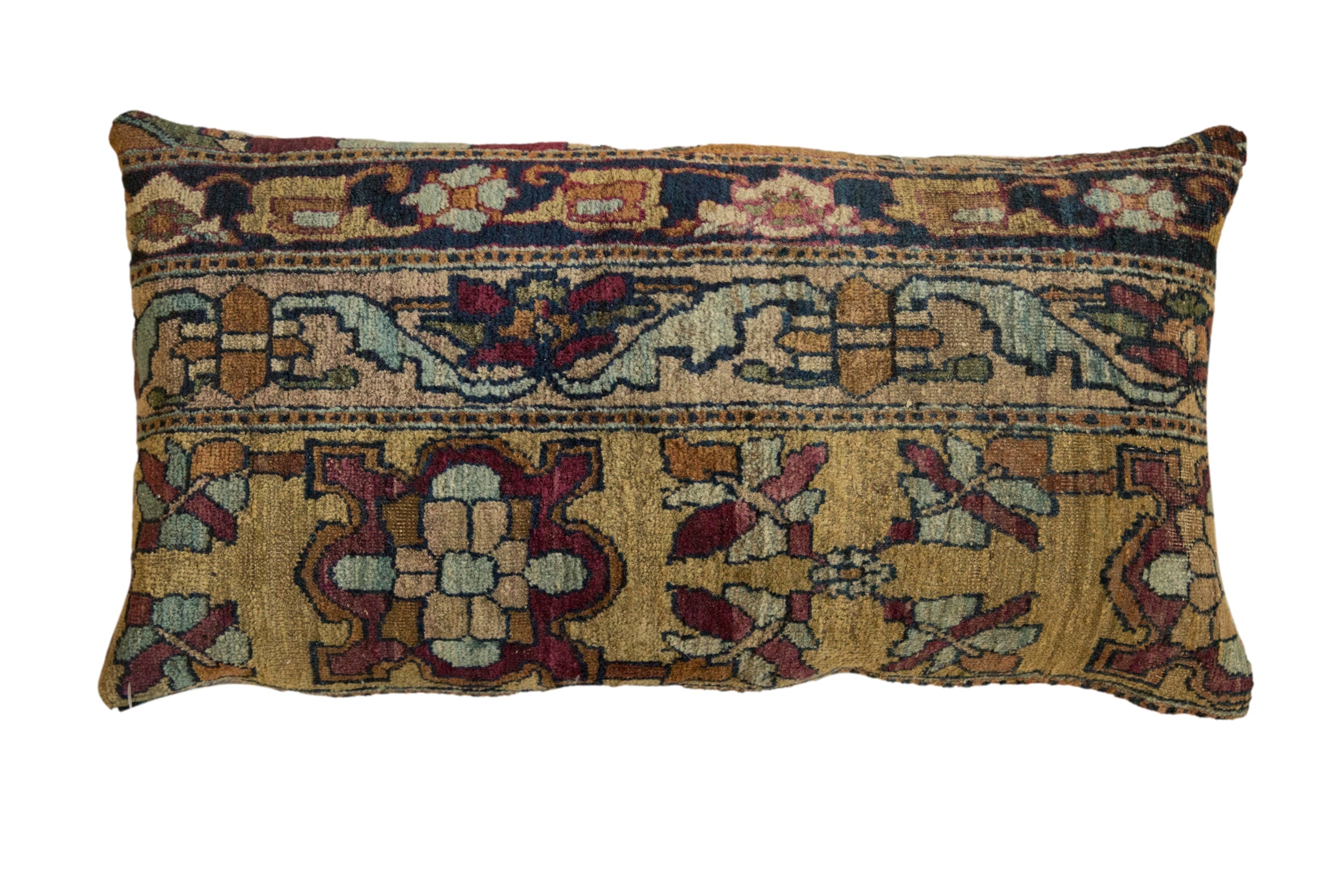Antique Kerman Rug Fragment Lumbar Pillow