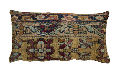 Antique Kerman Rug Fragment Lumbar Pillow