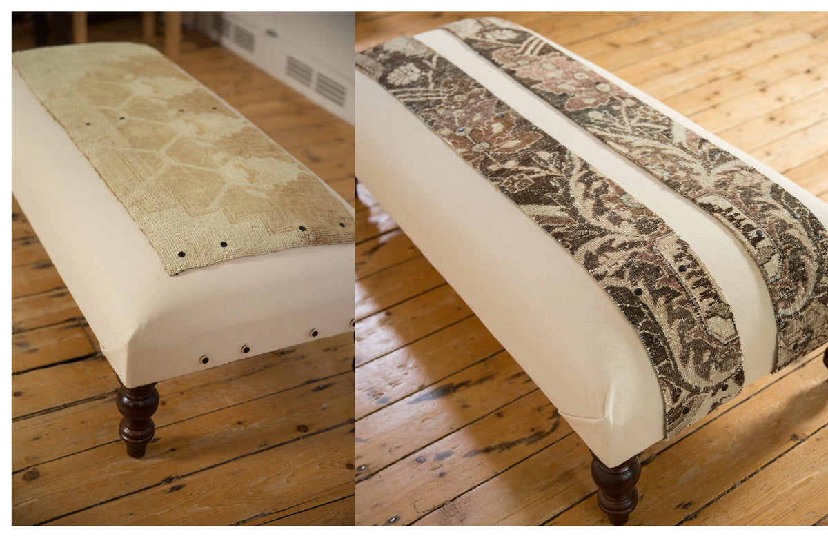 Handmade Canvas Changeable Rug Fragment Ottoman Coffee Table by Old New House® - main product image for Resin Society