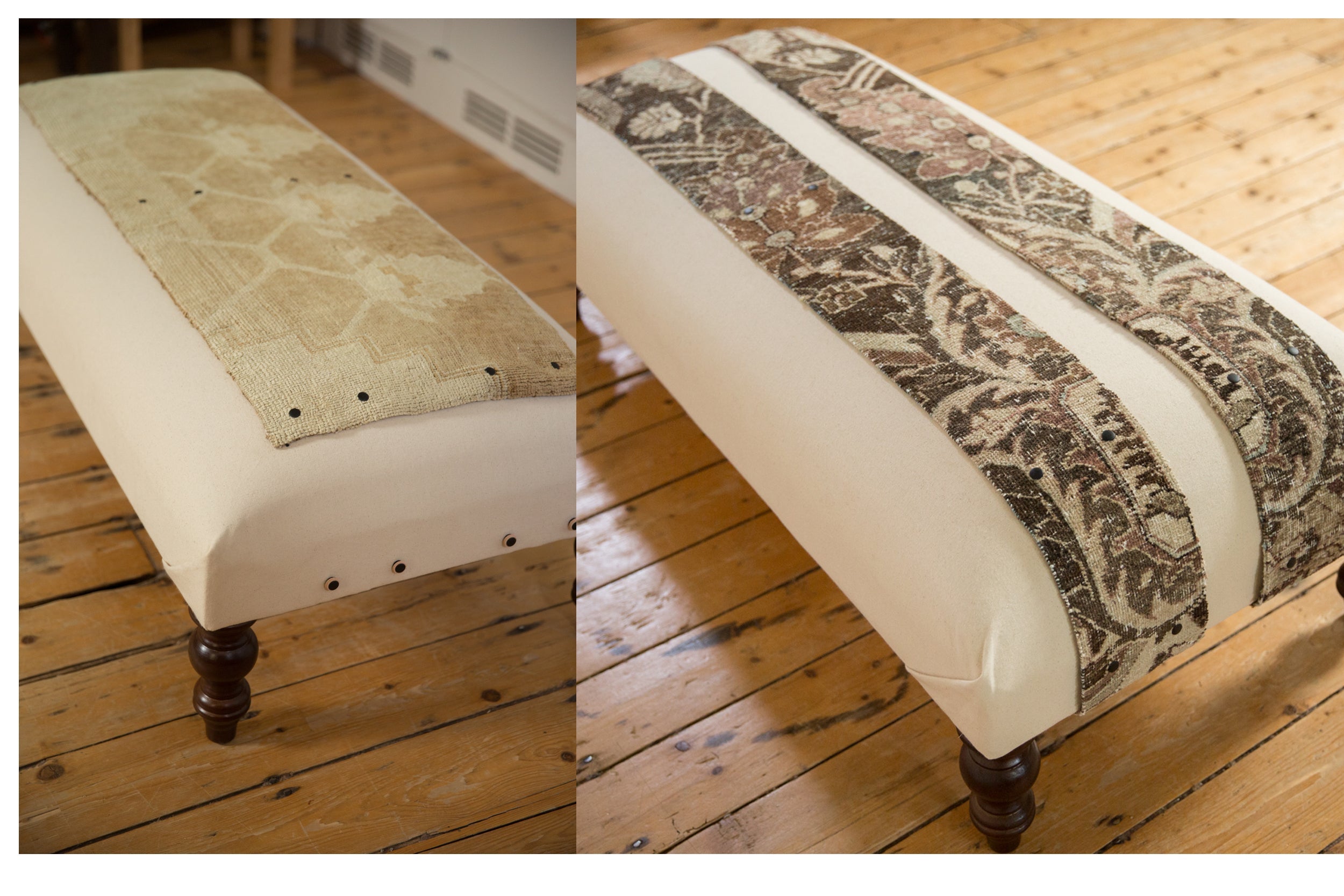Handmade Canvas Changeable Rug Fragment Ottoman Coffee Table by Old New House® - main product image for Resin Society