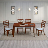 ACTU Farmhouse Dining Table Set with Upholstered Chairs for 4–6 by ACTU FURNITURE - main product image for Resin Society