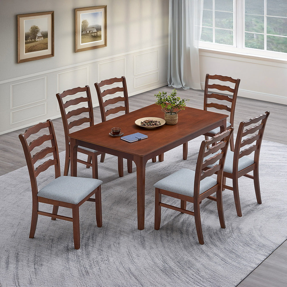 ACTU Farmhouse Dining Table Set with Upholstered Chairs for 4–6 by ACTU FURNITURE - product image 2 for Resin Society