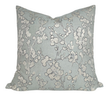 Aylin Floral Pillow Cover with eucalyptus pattern front and ivory linen back