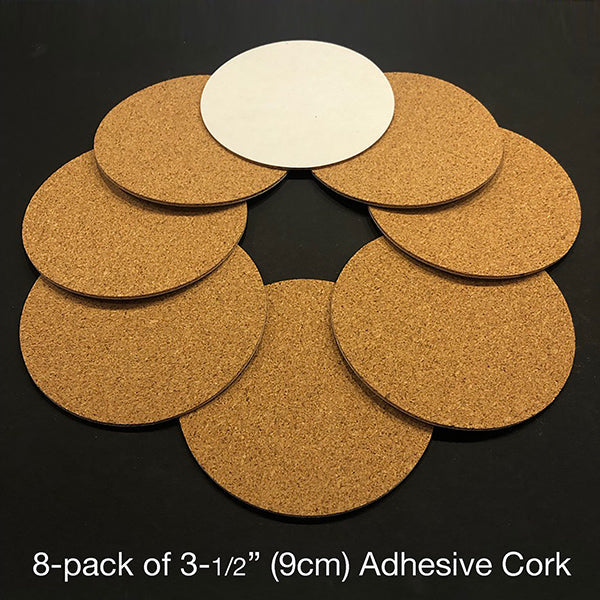 Self Adhesive Round Cork Backs for Coasters - 8 pack by Little Windows Brilliant Resin and Supplies - Resin Society