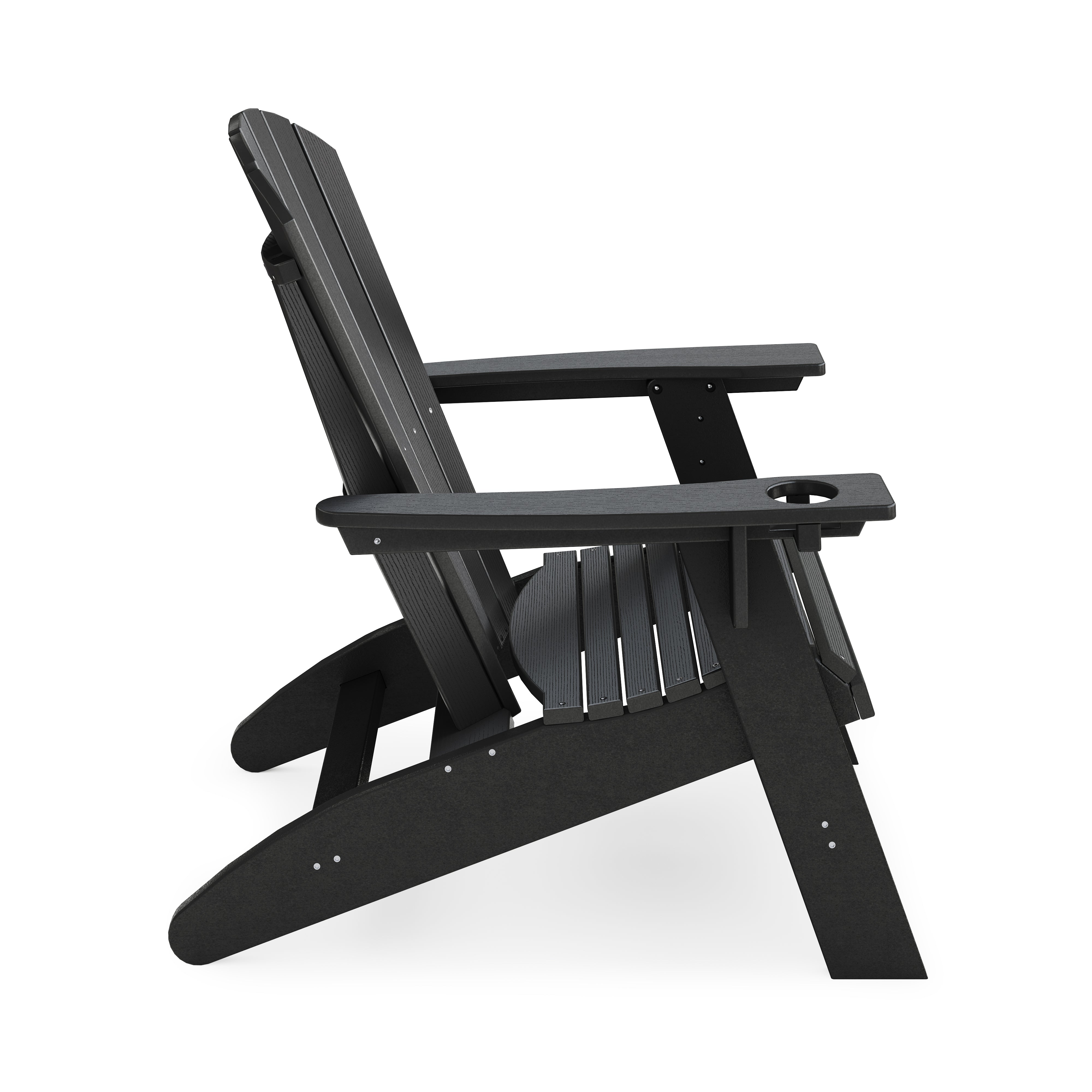 SoPoly St Simons Curved Back Adirondack Chair in multiple colors showing curved back and wide armrests