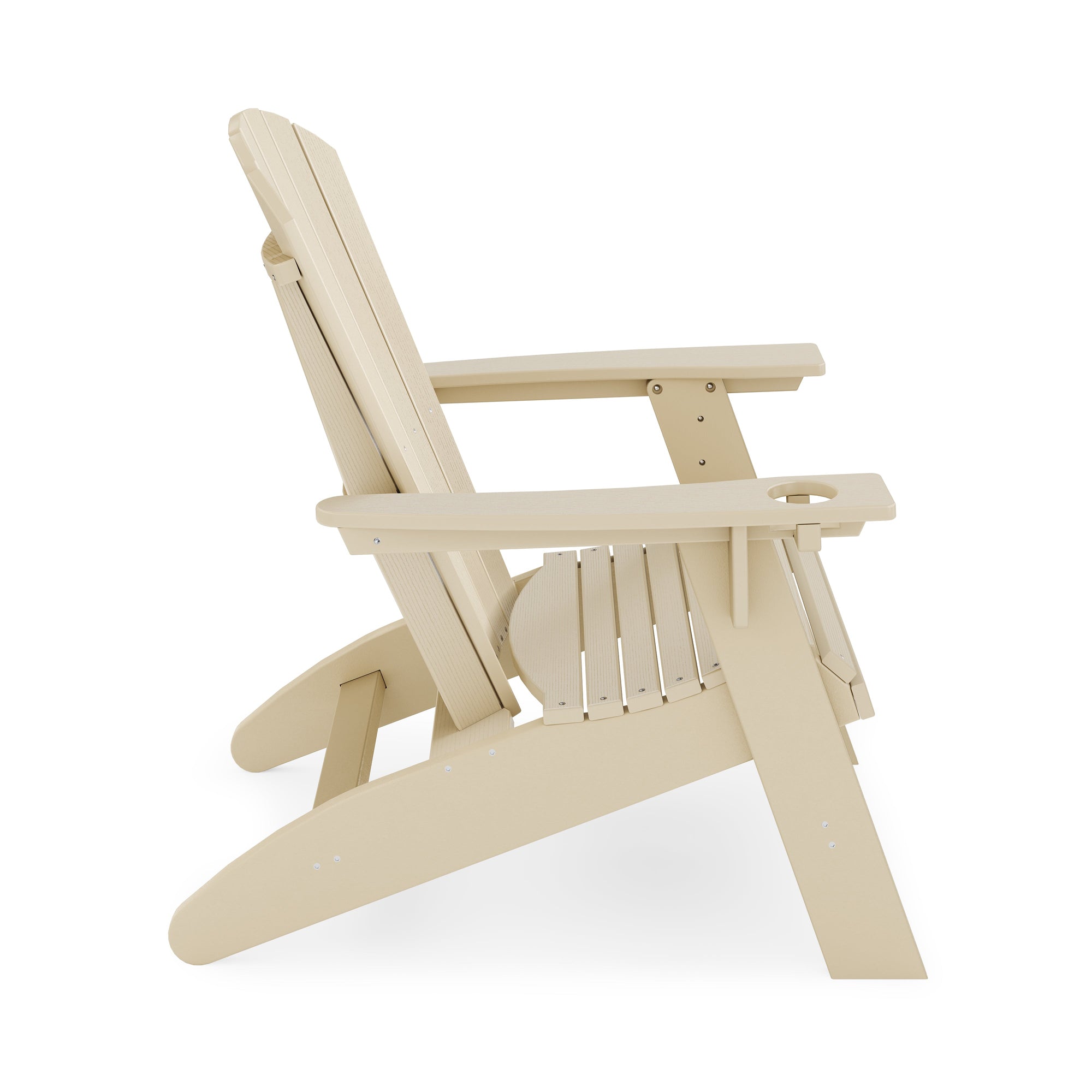 SoPoly St Simons Curved Back Adirondack Chair in multiple colors showing curved back and wide armrests