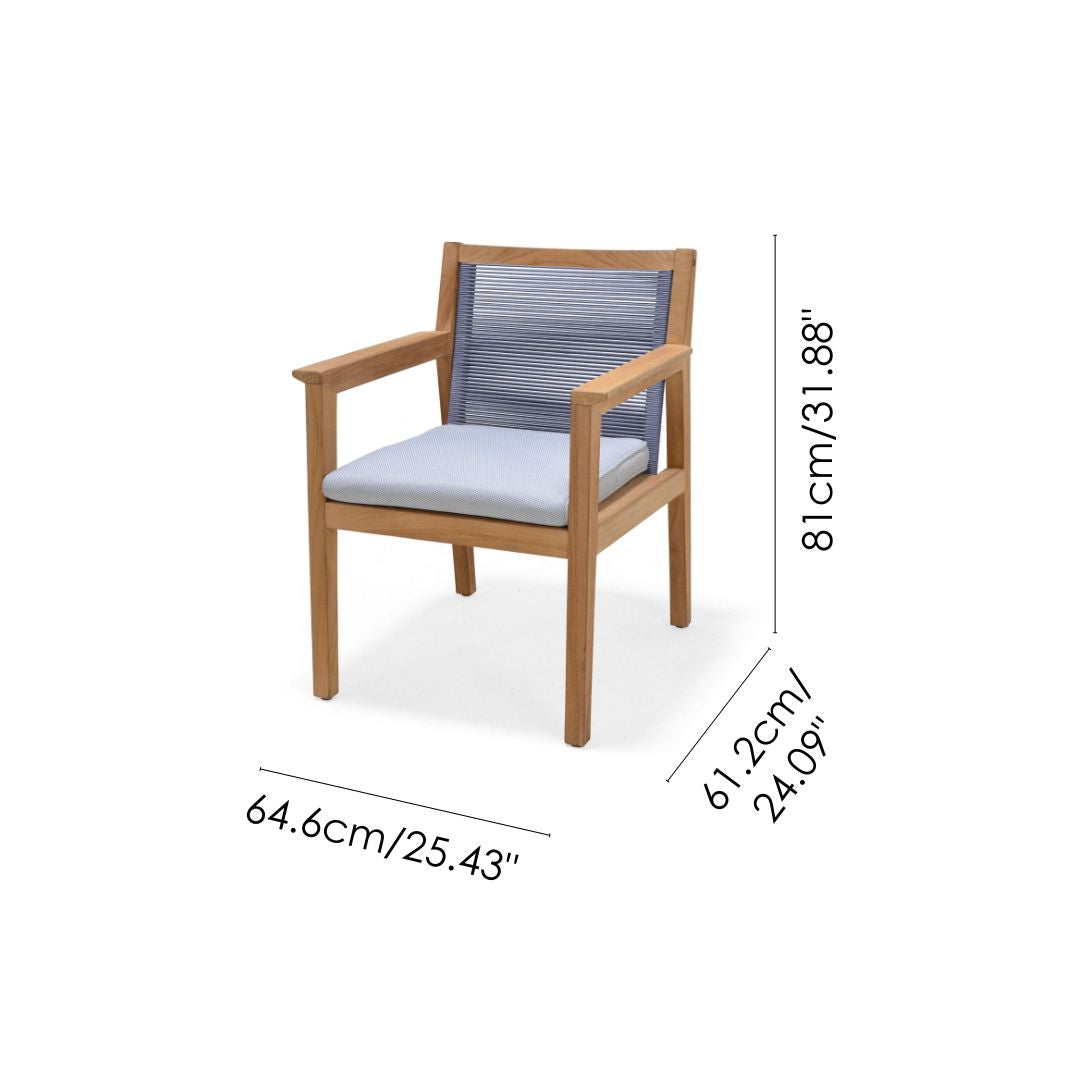Agate Teak and Rope Armchair Blue by LifestyleGarden US - product image 2 for Resin Society