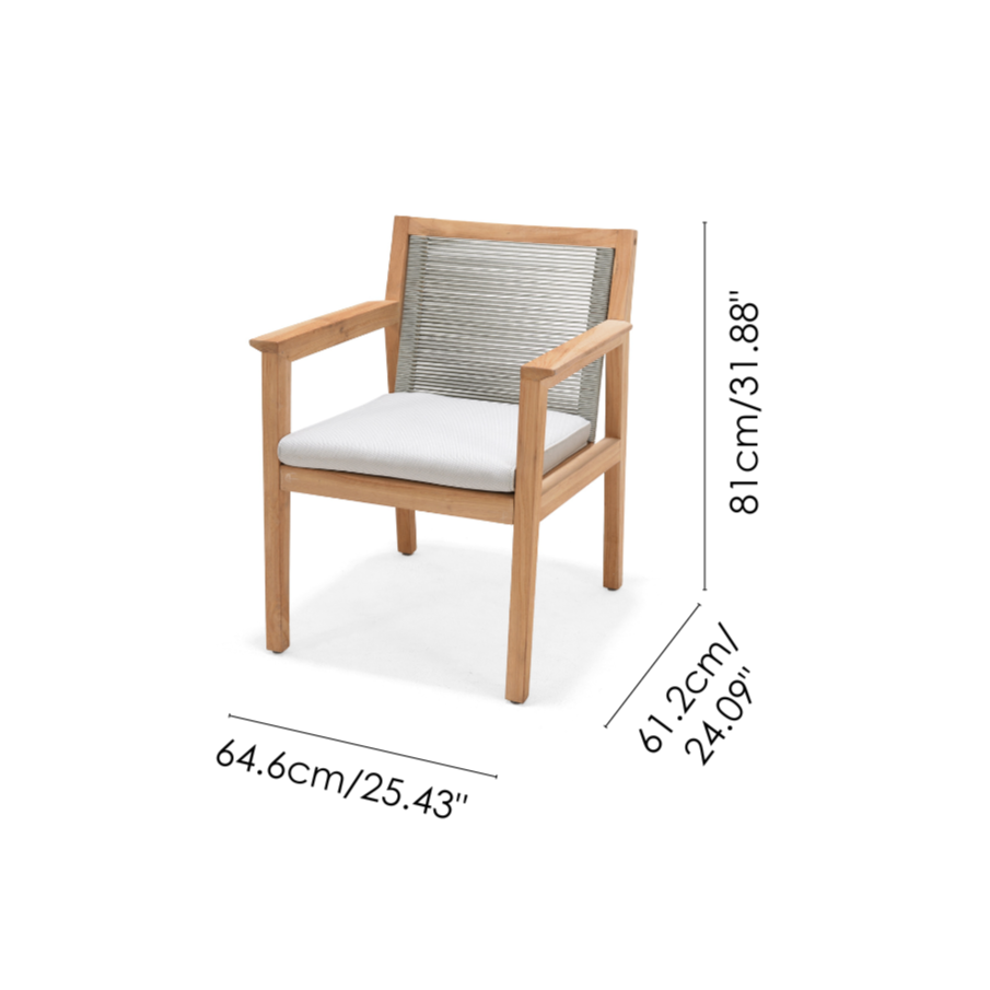 Agate Teak and Rope Armchair Green by LifestyleGarden US - product image 2 for Resin Society