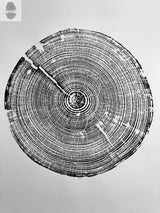 Alabama Tree Ring Print showing detailed concentric rings of a Long Leaf Pine tree on 18x24 inch paper