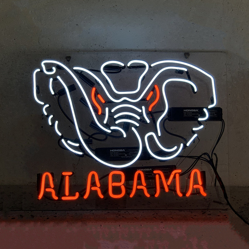 Alabama Angry Elephant Neon Signs Light mounted on acrylic backing