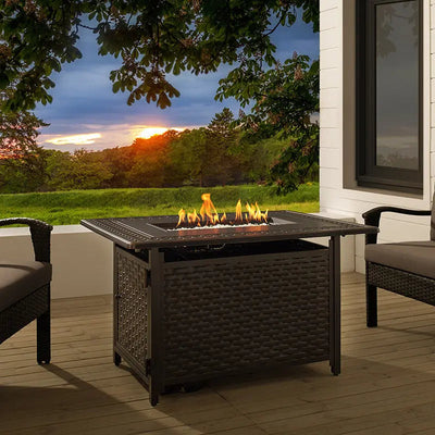 Albany 44" Rectangular Woven Aluminum Convertible Gas Fire Pit Table by Fire Sense/Balkene Home - product image 2 for Resin Society